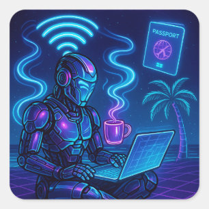 Adesivo Quadrado Decal do Robô Cyberpunk do Duro para trabalhar WiF