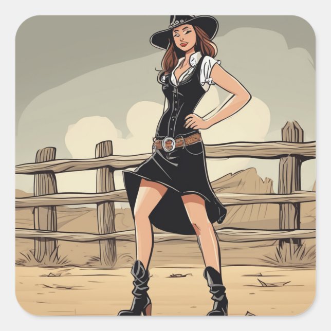 Adesivo Quadrado Decano de Vestido Preto Ocidental (Frente)