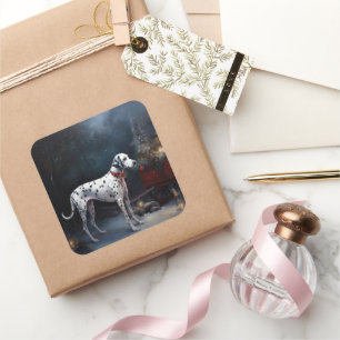 Adesivo Quadrado Decência de Natal Dalmaciana Snowy Sleigh