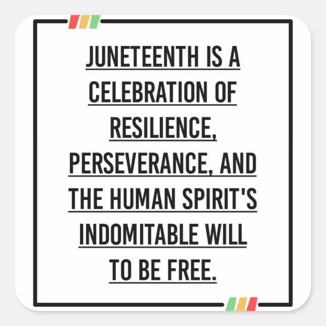 Adesivo Quadrado Décima Sétima Citações, Liberdade da Afro-American (Frente)
