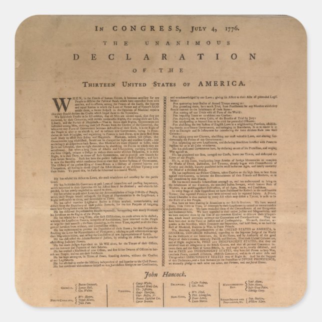 Adesivo Quadrado Declaração dos autocolantes (Frente)