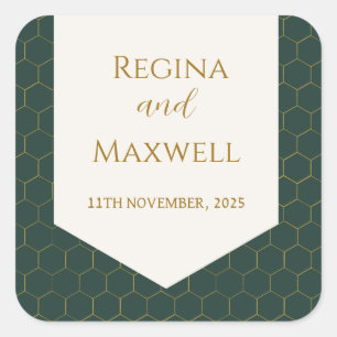 Adesivo Quadrado Deco Da Arte Do Casamento vintage Dourado, Dourado