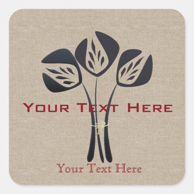 Adesivo Quadrado Deco de Arte do Buquê Floral Florista do Jardineir (Frente)