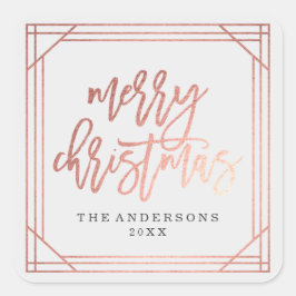 Adesivo Quadrado Deco de Arte Dourada Moderna Rosa | Férias