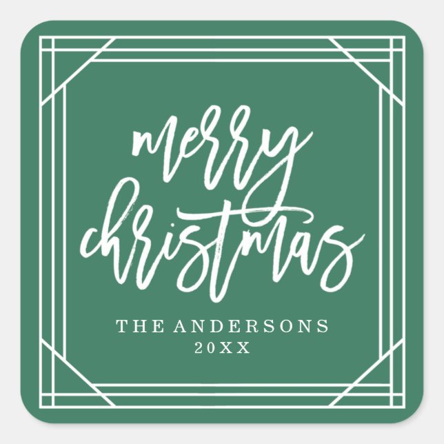 Adesivo Quadrado Deco de Arte Verde Moderna | Férias (Frente)