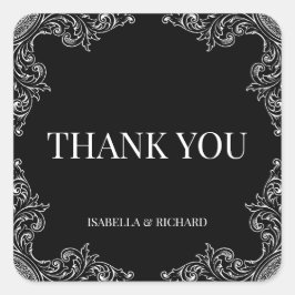 Adesivo Quadrado Deco Moderno| Casamento Negro e Branco Elegante