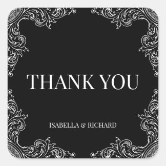 Adesivo Quadrado Deco Moderno| Casamento Negro e Branco Elegante