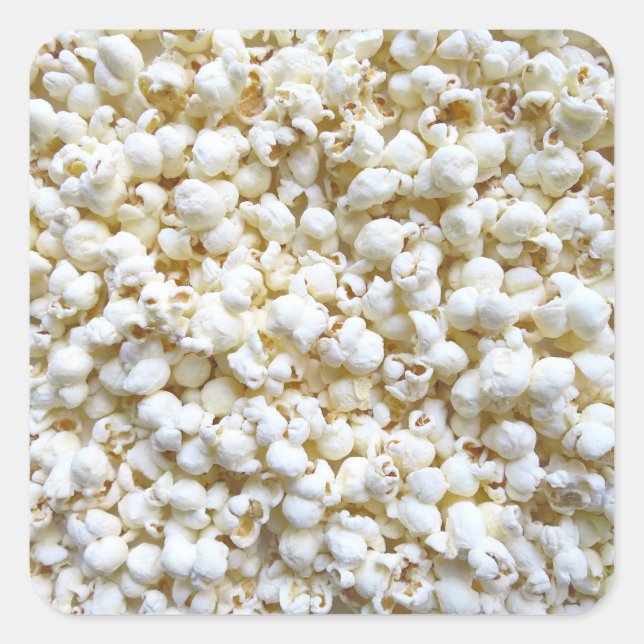 Adesivo Quadrado Decoração Brilhante da Fotografia de Popcorn (Frente)