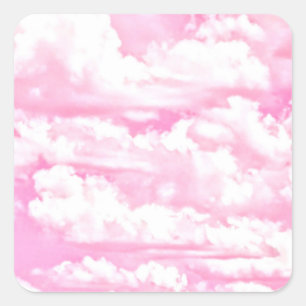 Adesivo Quadrado Decoração cor-de-rosa feliz macia das nuvens