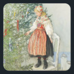 Adesivo Quadrado Decoração da Árvore de Natal - Carl Larsson<br><div class="desc">Arte sueca pelo artista Carl Larsson. Uma garota loura de vestido tradicional fica em uma cadeira para decorar a árvore de Natal. Consulte a loja para coordenar itens! Sobre o artista: Carl Larsson era pintor, ilustrador, impressor e escritor sueco. Ele é lembrado, principalmente, de suas aquarelas da vida idílica que...</div>