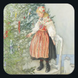 Adesivo Quadrado Decoração da Árvore de Natal - Carl Larsson<br><div class="desc">Arte sueca pelo artista Carl Larsson. Uma garota loura de vestido tradicional fica em uma cadeira para decorar a árvore de Natal. Consulte a loja para coordenar itens! Sobre o artista: Carl Larsson era pintor, ilustrador, impressor e escritor sueco. Ele é lembrado, principalmente, de suas aquarelas da vida idílica que...</div>
