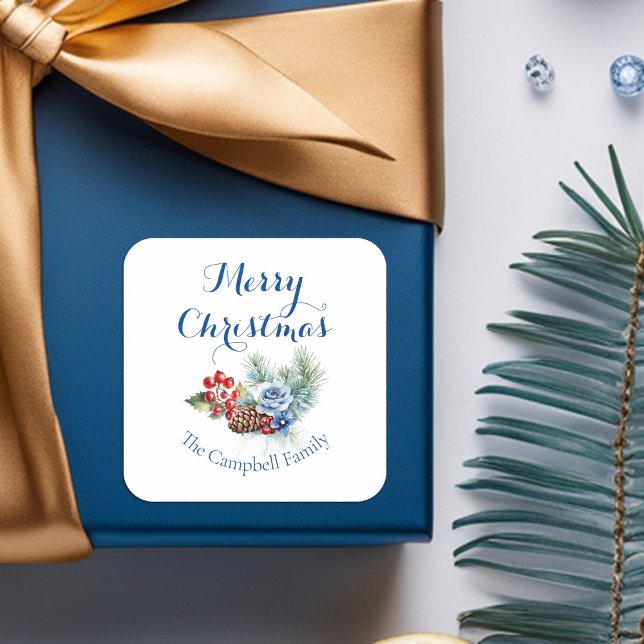 Adesivo Quadrado Decoração de Natal Branco Clássico (Criador carregado)