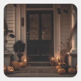 Adesivo Quadrado Decoração de Porca de Halloween assustadora com Ja