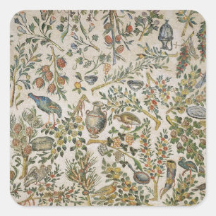 Adesivo Quadrado Decoração do teto com flores e aves (mosaico)