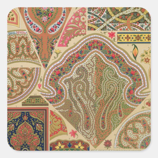 Adesivo Quadrado Decoração indiana, placa XIX de "Polocromo Orna (Frente)