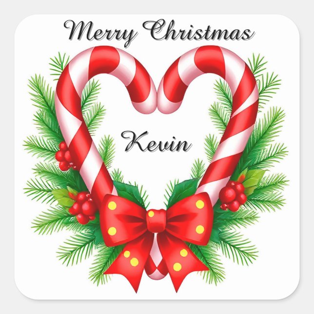 Adesivo Quadrado Decoração natalícia festiva com canas doces (Frente)