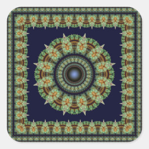Adesivo Quadrado decoração oriental do ornamentado verde