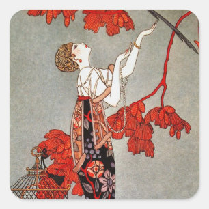 Adesivo quadrado decoração vintage art déco