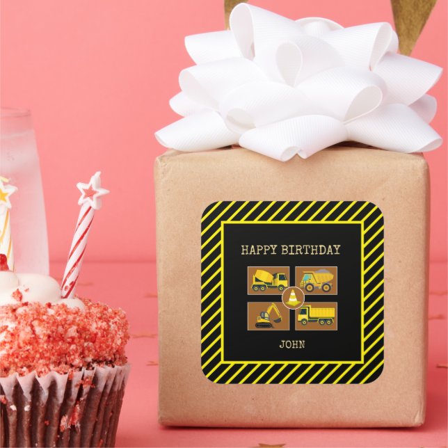 Adesivo Quadrado Decorações de Aniversário Infantil de Caminhão de  (Festa)