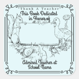 Adesivo Quadrado Dedicação "Obrigado A Professor"