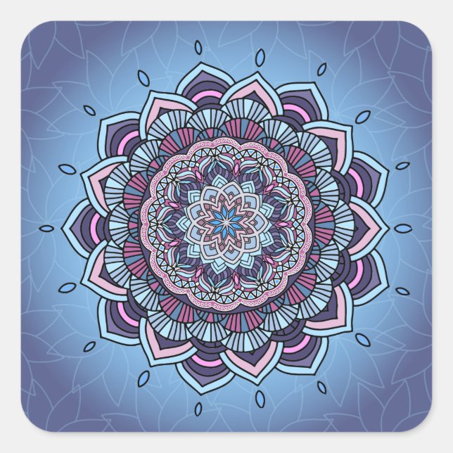 Adesivo Quadrado Deep Blue Glow Mandala ID361 (Frente)