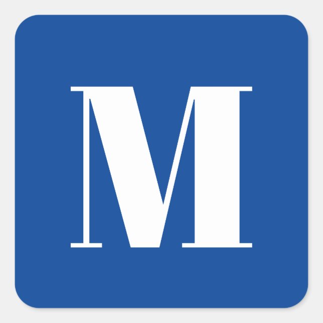 Adesivo Quadrado Deep Blue - Letra inicial Monograma Na moda modern (Frente)