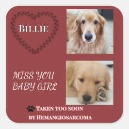 Adesivo Quadrado Deep Red Hemangiosarcoma Tribute Square Sticker