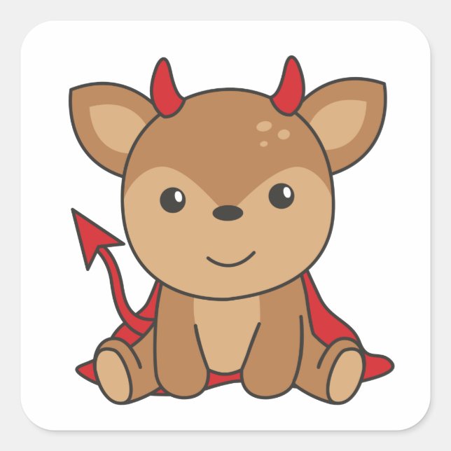 Adesivo Quadrado Deer Halloween Cute Devil Witume Square Sti (Frente)