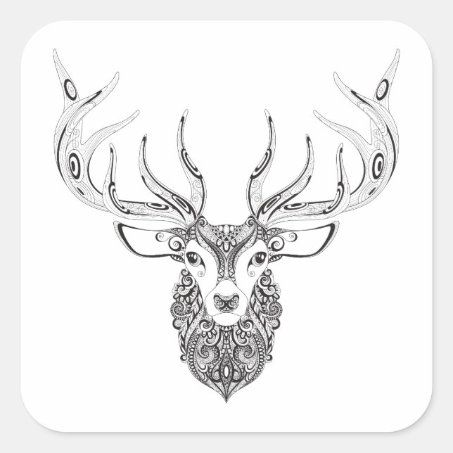 Adesivo Quadrado Deer Horled Head Inspirado (Frente)