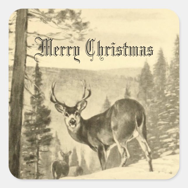 Adesivo Quadrado Deer In Woods (Frente)