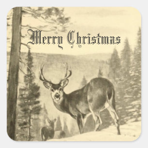 Adesivo Quadrado Deer In Woods