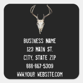 Adesivo Quadrado Deer Skull Business Sticker em Fundo Preto