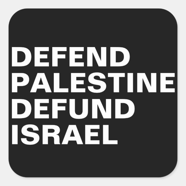 Adesivo Quadrado Defender Palestina Destituir Israel - Anti-Israel (Frente)