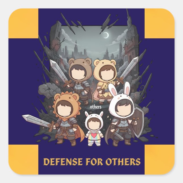 Adesivo Quadrado Defense for Others - Little Guardians (Frente)
