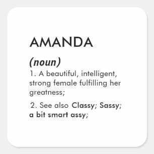 Adesivo Quadrado Definição de nome Amanda editável, nome personaliz