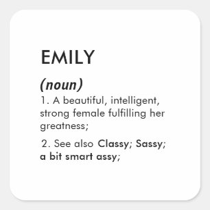 Adesivo Quadrado Definição de nome Emily editável, nome personaliza