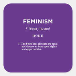 Adesivo Quadrado definição feminista roxa