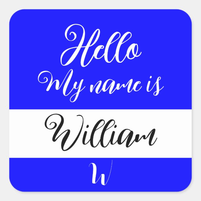 Adesivo Quadrado Definir o Rótulo "Olá, Meu Nome é" (Frente)