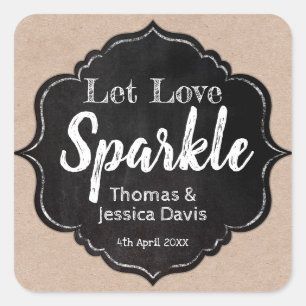 Adesivo Quadrado Deixe o casamento rústico de Kraft do quadro da