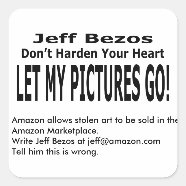 Adesivo Quadrado Deixem As Minhas Imagens Ir! (Frente)