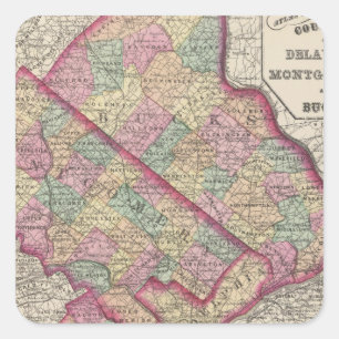 Adesivo Quadrado Delaware, Montgomery, condados Bucks