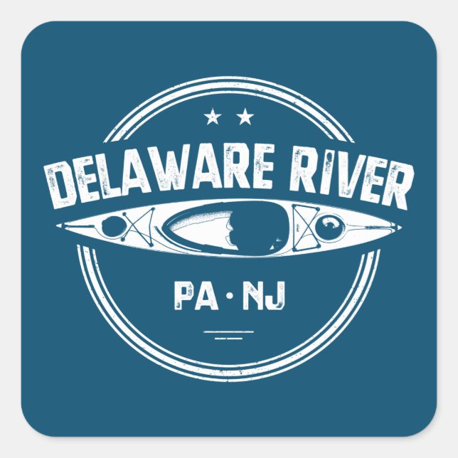 Adesivo Quadrado Delaware River Kayaking (Frente)