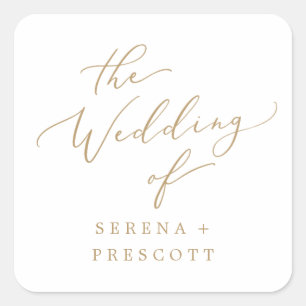 Adesivo Quadrado Delicar Focos De Envelope De Caligrafia Dourada