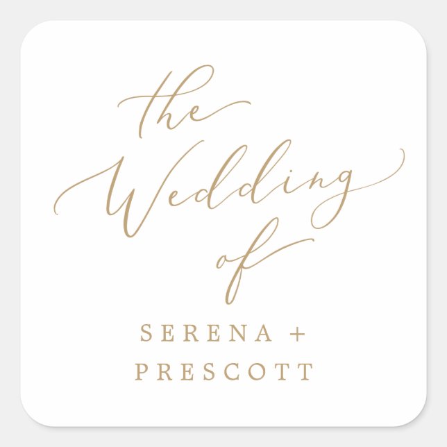 Adesivo Quadrado Delicar Focos De Envelope De Caligrafia Dourada (Frente)