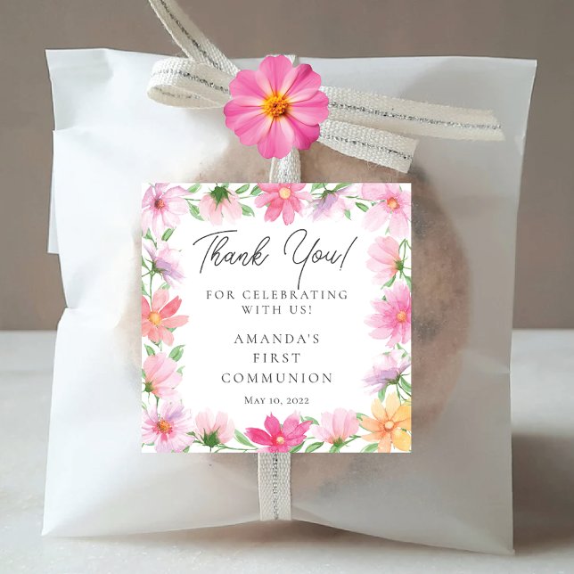 Adesivo Quadrado Delicar Petals Primeira Comunhão Sagrada (Criador carregado)