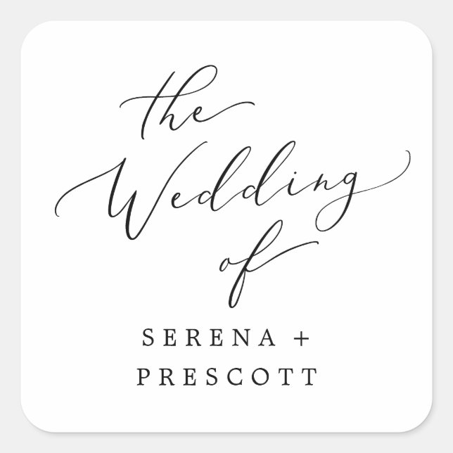 Adesivo Quadrado Delicar Selos De Envelope De Caligrafia Negra (Frente)