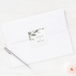 Adesivo Quadrado Delicate Greenery Wedding Sticker