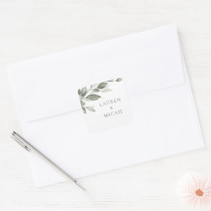 Adesivo Quadrado Delicate Greenery Wedding Sticker