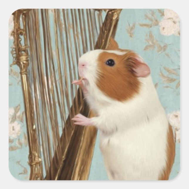 Adesivo Quadrado Delicate Harp Guinea Pig Sticker (Frente)