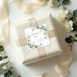 Adesivo Quadrado Delicate Romantic Floral and Branch Frame Wedding 